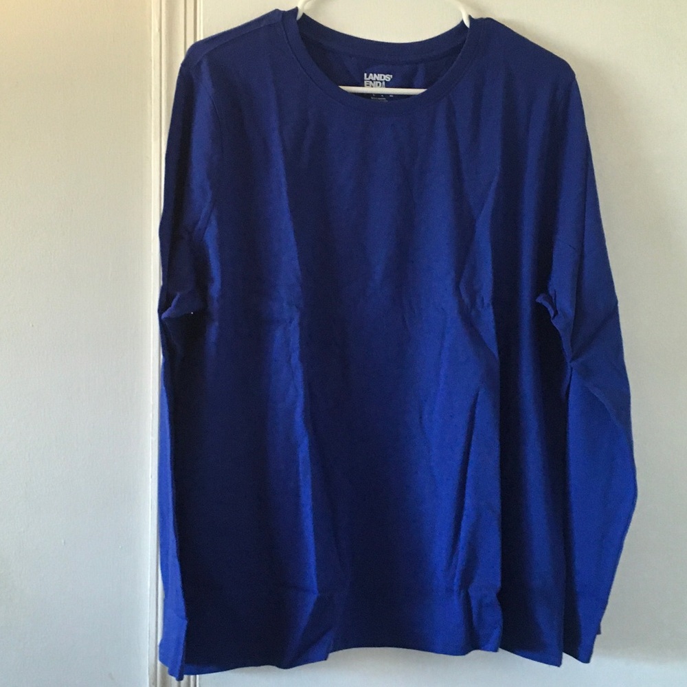 Lands' End womens Royal Blue Long-Sleeve Crewneck Tee